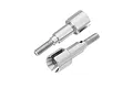 Two silver metal wheel axles for Xinlehong Sprint 9125 RC car, shown against a white background.
