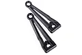 Two black plastic front upper suspension arms for a Xinlehong Spirit 9130 RC car, shown from a top-down angle against a white background.