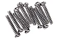 A group of ten black metal coarse thread binder head screws for RC vehicles arranged in a row against a white background.