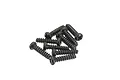 A small pile of black metal RC screws with coarse threads and binder heads.
