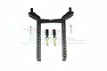 A black aluminium rear body post for a Traxxas TRX-4 RC car by GPM Racing, including mounting screws and body clips on a white background.