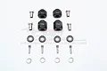 GPM Racing black aluminium 12mm wheel hex adapters for TRX-4, including 9mm and 12mm thick versions with mounting hardware.