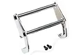 Chrome front push bumper bar for Traxxas TRX-4 Ford Bronco with two included black mounting screws.
