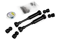 MIP X-Duty splined steel driveshaft kit for SCX10 II including two driveshafts, four drive cups, grease, and hardware.