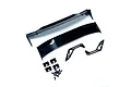 Yeah Racing 1/10 scale RC car wing set including two black plastic wings, two carbon fiber mounts, and mounting hardware on a white background.
