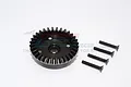 A black steel 32T differential ring gear and four matching flat-head screws on a white background.
