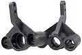 Two black plastic RC steering hubs for HSP vehicles, shown side-by-side against a white background.