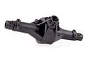 A black plastic rear solid axle housing for an RC car, shown against a white background.