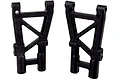 Two black plastic rear suspension arms for an HSP RC car, shown side-by-side against a white background.