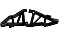 Two black plastic RC suspension arms for HSP models, shown side-by-side against a white background.