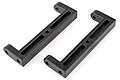Two black plastic HSP chassis braces shown from an angled top-down perspective against a white background.