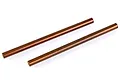 Two copper-coloured metal suspension arm pins for RC vehicles, shown against a white background.