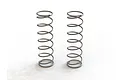 Two silver metal RC shock springs standing upright on a plain white background.