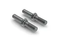 Two grey metal rocker posts for ARRMA RC vehicles, featuring a smooth cylindrical section, a hexagonal collar, and a threaded end.
