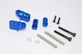 GPM Racing blue aluminium front adjustable shock mount set for Traxxas X-Maxx including mounting hardware and screws.