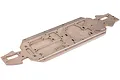 A Rovan V5 aluminium main chassis plate for an RC car, featuring a machined metal finish and 7075 alloy marking.