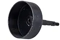 A black metal Rovan Baja 4WD clutch bell with an integrated drive shaft, shown against a plain white background.