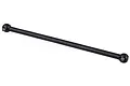A single black steel RC drive shaft with ball joints at both ends, isolated against a white background.