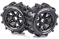 Two Louise B-Paddle RC buggy tyres mounted on black beadlock spoke rims, featuring aggressive paddle tread patterns for sand or loose terrain.