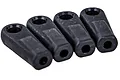 Four black plastic steering linkage ball ends arranged in a row against a white background.