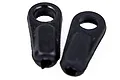 Two black plastic steering linkage ball ends for RC vehicles, shown against a white background.