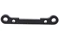 A black aluminium suspension pin brace for a Rovan Baja RC car, featuring four mounting holes.