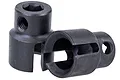 Two black metal RC drive cups for a Rovan Baja vehicle, shown against a white background.
