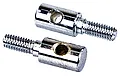 Two Rovan RC servo brake linkage connectors made of polished metal, featuring a threaded end and a cross-drilled hole.