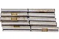 A set of ten Rovan 4.2x19.8mm metal drive pins arranged in two columns of five, showing their cylindrical shape and flat machined sections.