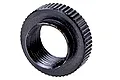 A black aluminium servo saver nut for Rovan Baja RC vehicles, featuring a knurled outer edge and internal threading.