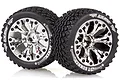 Two Louise 2.8-inch ST-Hummer RC monster truck wheels with chrome rims and black rubber tires, shown against a white background.