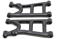 Two black RPM rear lower suspension arms for RC vehicles, shown from a top-down perspective against a white background.