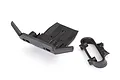 Traxxas Rustler 4x4 front bumper and bumper mount components in black plastic.