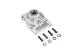 Losi 5IVE-T 2.0 clutch housing mount with pre-installed bearing, four black screws, and four washers on a white background.
