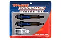 Traxxas blue aluminium GTR shock absorbers in original retail packaging with a small bottle of silicone shock oil.