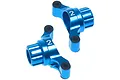 Two blue anodized aluminium rear hubs for Tamiya TT-02 RC cars, each marked with the number 2 to indicate 2-degree toe-in.