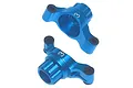 Two blue anodized aluminium rear hubs for Tamiya TT-02 RC cars, each marked with a white number 3 indicating 3 degrees of toe-in.