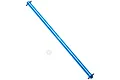 A blue anodized aluminium centre drive shaft for Tamiya TT-02 RC cars, featuring a small white plastic spacer.