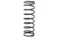 A single black coil spring for an RC car shock absorber, standing vertically against a white background.