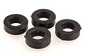 Four black circular rubber shock spacers for Rovan 5IVE-T RC vehicle arranged on a white background.