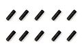 Ten black metal grub screws arranged in two rows of five on a white background.