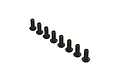 Eight black ARRMA button head screws arranged in a diagonal line against a white background.
