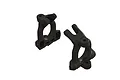 Two black plastic front hub carriers for an ARRMA RC vehicle, shown from an isometric angle against a white background.