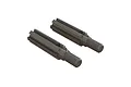 Two ARRMA RC wheel axles shown from an isometric angle against a white background.