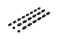 A set of black composite pivot balls for ARRMA RC vehicles arranged in rows on a white background.