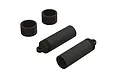 ARRMA rear shock bodies and spring spacers in black, shown on a white background.