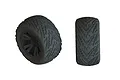 Two ARRMA dBoots Minokawa 3.8 inch RC monster truck wheels with black rims and aggressive tread patterns shown from side and front angles.