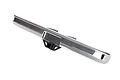 A chrome-finished rear bumper for the Traxxas TRX-4 1979 Chevrolet Blazer RC model, featuring a black plastic hitch mount.