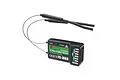 FlySky iA6B 2.4GHz 6-channel RC receiver with dual antennas and labeled connection ports on a white background.