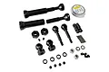 MIP X-Duty splined drive shaft kit for Traxxas RC vehicles, including two steel drive shafts, hardware, and MIP grease, laid out on a white background.